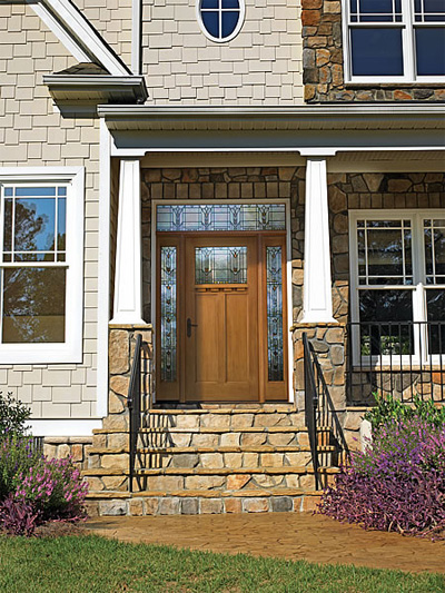 fiberglass front door with a traditional flair