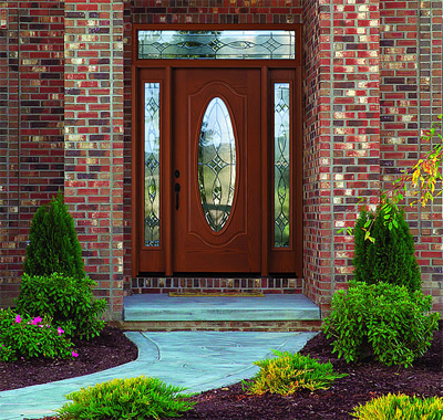 fiberglass entry door gives a look of classic luxury