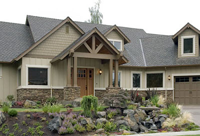 charming dormers, a double-gable roof