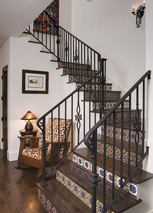 Fireclay Tile Handpainted Tile Staircase