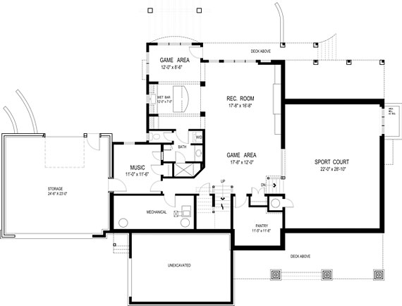 Basement floor plan for the Olmstead house plan