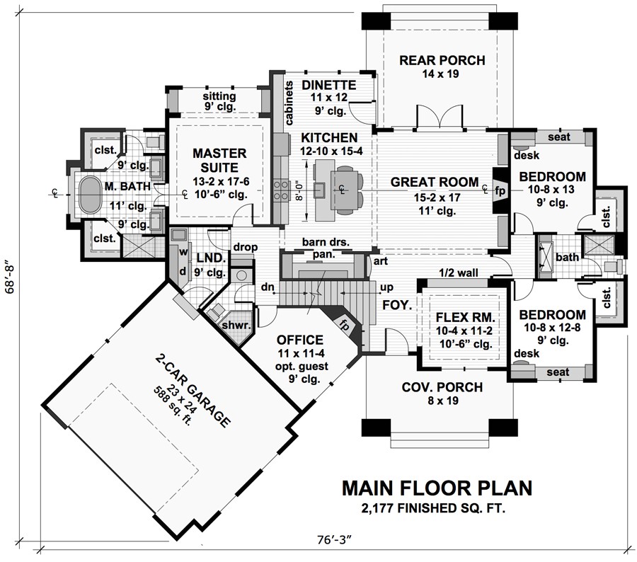 ranch house plan, craftsman house plan, open floor plan