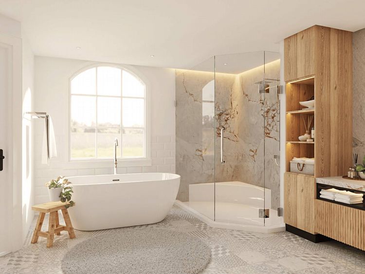 The Primary Bath in a Luxury Country Home with Traditional Flair