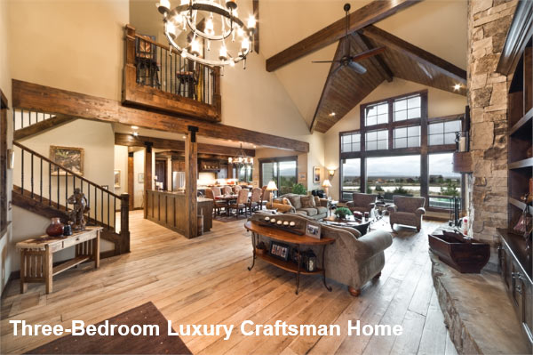 A Rustic Mountain Craftsman Design with Three Master Suites, with Two on Ground Level