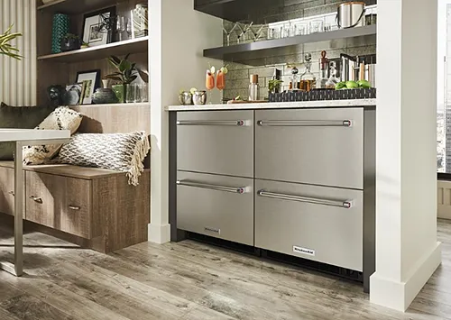 KitchenAid 24” Stainless Steel Undercounter Double Drawer Refrigerator
