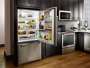 KitchenAid 22 cu. ft. 33-Inch Width Full Depth Non Dispense Bottom Mount Refrigerator
