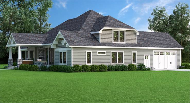 House Plan 9898: Country Craftsman Left Side Elevation