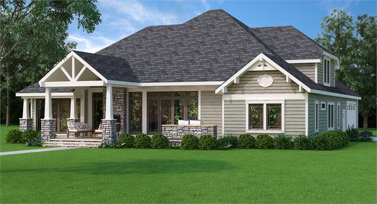 House Plan 9898: Country Craftsman Rear Elevation