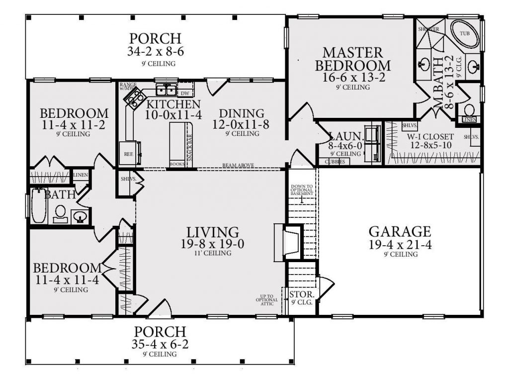 Southern Style Ranch Floor Plan