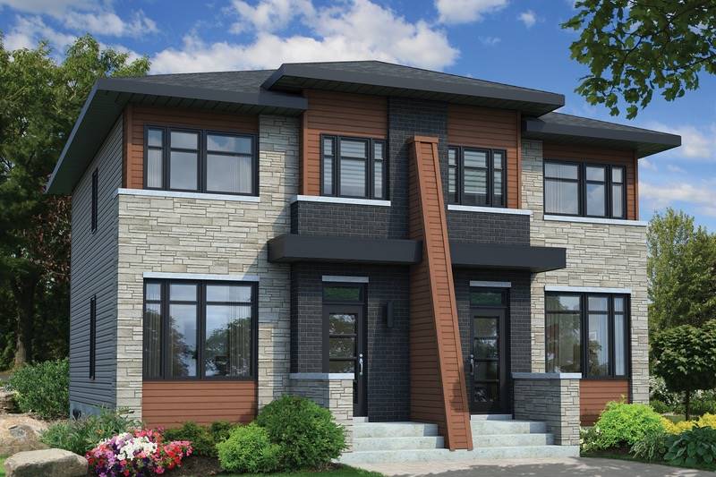 A compact modern duplex home plan