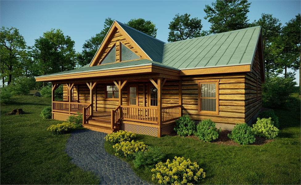 a cabin house plan with a great layout for hosting