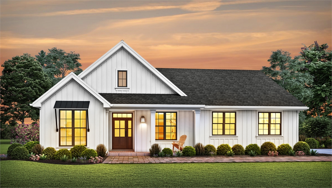 a small house plan with farmhouse style
