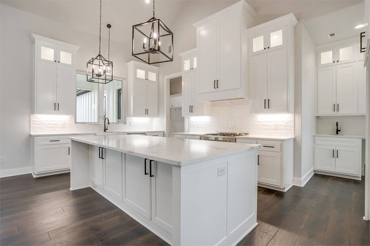 a spacious kitchen in a modern farmhouse