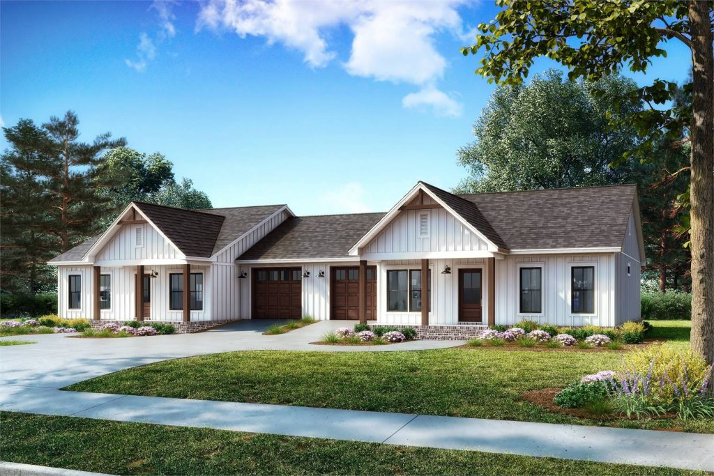 one of our duplex house plans perfect for rental income with units separated by the garages
