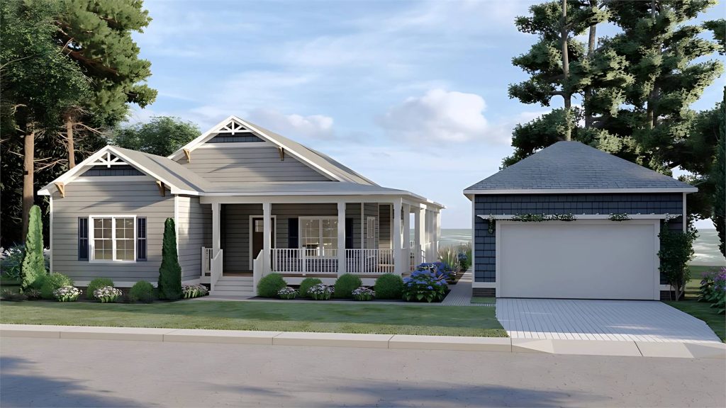 wondering what to look for in a house plan? this adorable cottage would be perfect if you need a vacation home with a wraparound porch