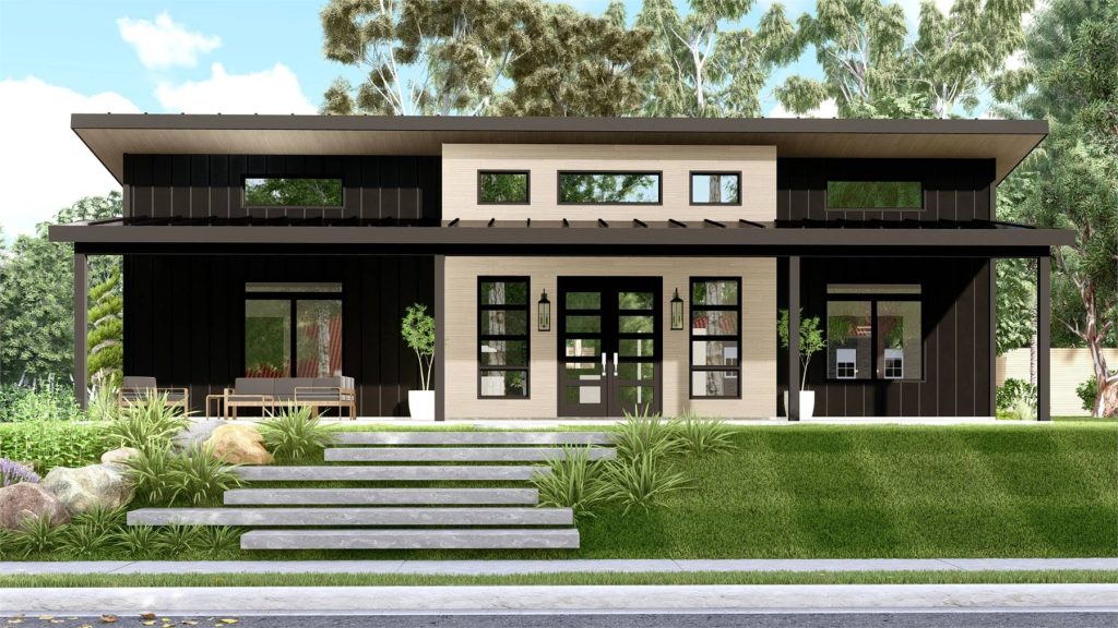 a chic contemporary ranch that offers what today's buyers look for in a house plan