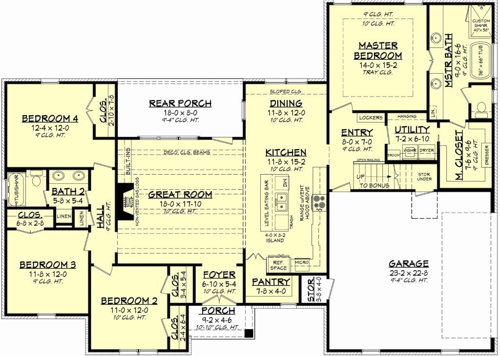 a great floor plan with split beds and stairs up to the bonus for flexibility