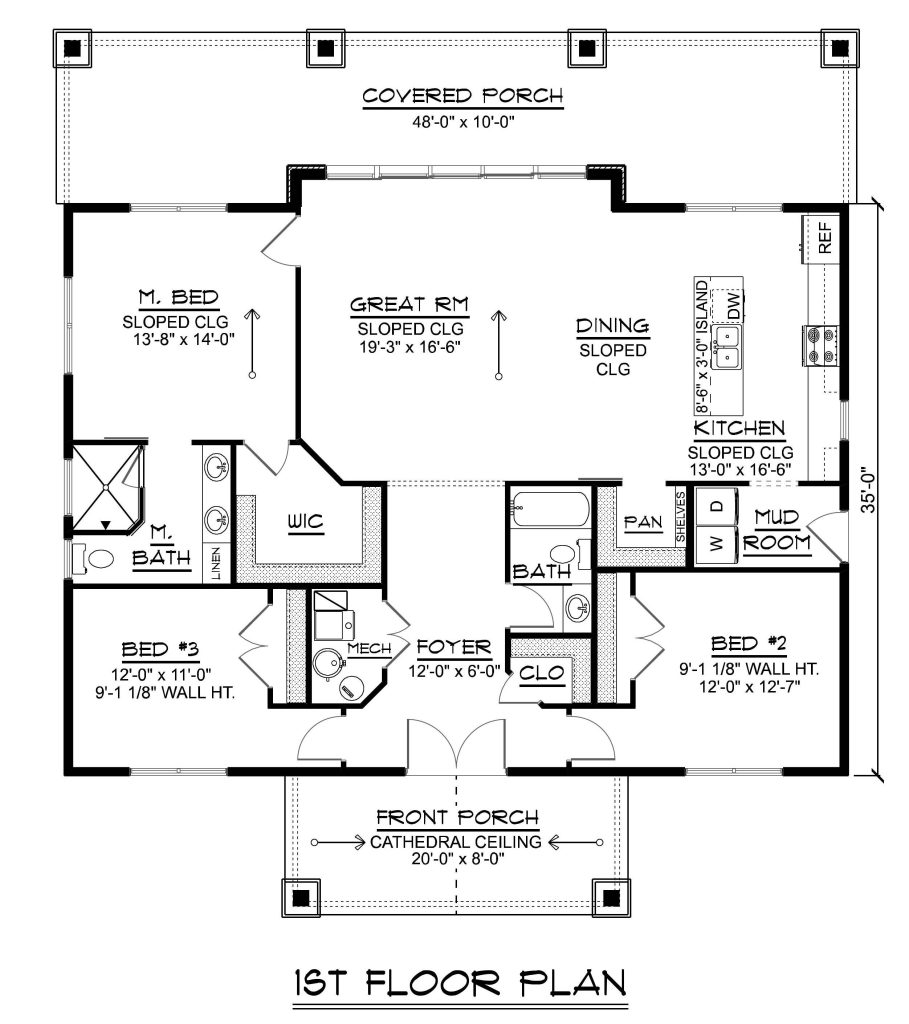 a simple floor plan with large windows in back make this home a great choice for scenic locations