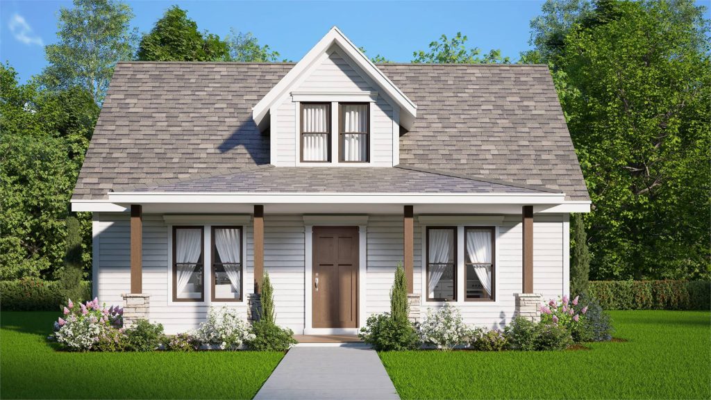 you'll find one of our most requested house plan modifications in this cute design, which is available with flat and vaulted ceilings