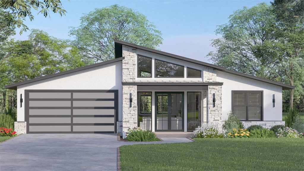 a stunning modern home with vaulted ceiling expanded from its original design