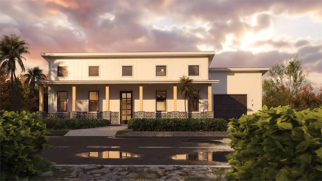 a small ranch with simple yet dramatic modern style 