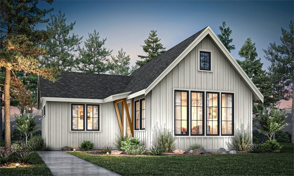one of our larger tiny house plans with 998 square feet and two bedrooms