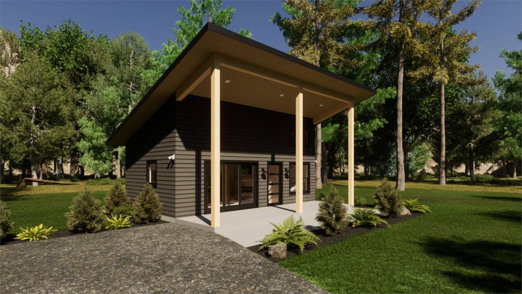 a tiny modern house plan that makes a great ADU