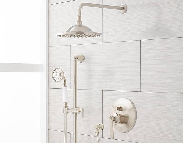 A Shower System with a Rainshower and a Hand Shower Available in Three Finishes