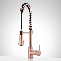 A Spring Spout Kitchen Faucet in a Warm Copper Finish