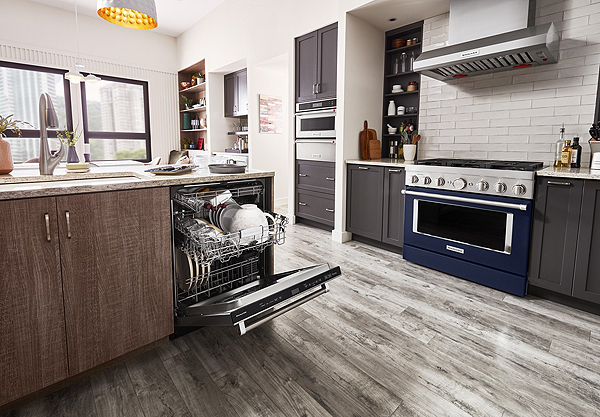 A Beautiful Kitchen Featuring a Dishwasher with a Third Rack to Clean More at Once