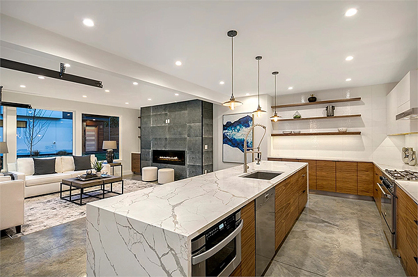The Island Kitchen in a Luxury Three-Level Contemporary Home