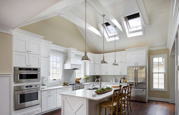 A Kitchen with a Pair of Skylights Overhead
