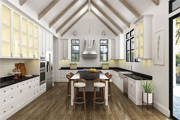 The Stunning Cathedral Vaulted Kitchen in a Bright One-Story Farmhouse with Three Bedrooms