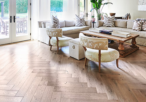 A Beautiful Herringbone Pattern Floor with Rustic Wood Tones and Texture