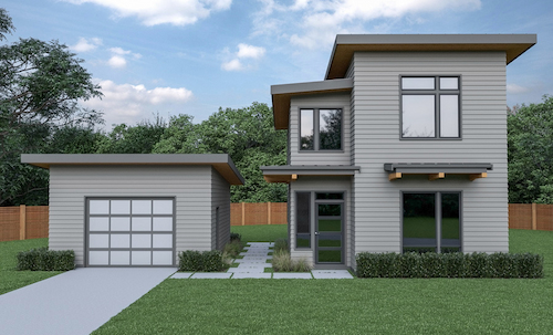 A Two-Story Modern Design with a Tiny Footprint and Two Bedrooms and an Office Upstairs
