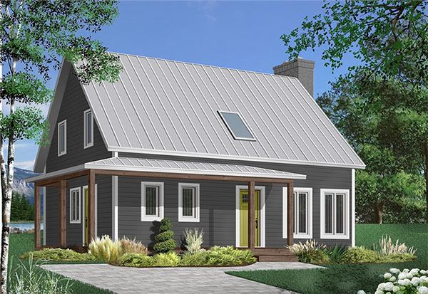 A Rectangular Farmhouse Cottage with a Gable Roof That's Affordable to Build