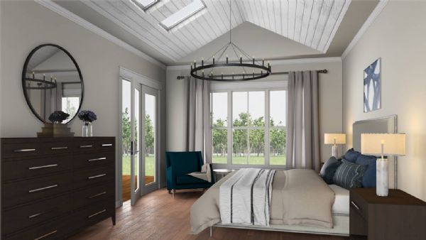 The Main-Level Master Suite with Skylight and Porch Access in a Lovely Southern Farmhouse