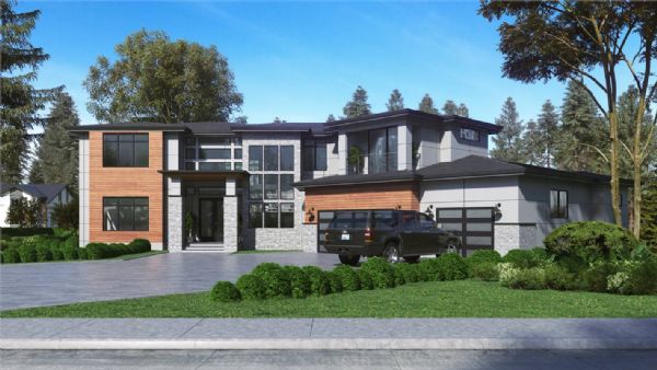 A 5,195-Square-Foot, Two-Story Modern Home with 5 Bedrooms and Formal and Informal Spaces