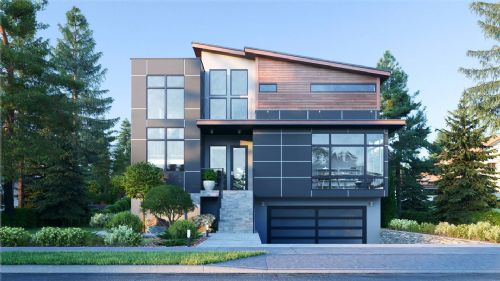 A Modern Drive-Under Home with a Garage in Front and an ADU Apartment in Back