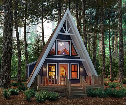 A Small, 24'-Wide A-Frame Home with Split Bedrooms and Open Spaces