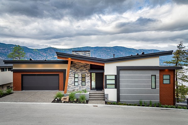 A Chic Modern Home in a Mountainous Area with Rich Wood and Grayscale Stone Elements