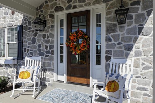 Grayscale Fieldstone on a Traditional Colonial Facade