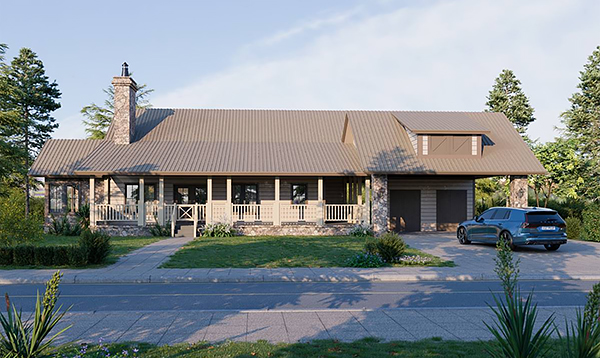 A Two-Bedroom Ranch with an Office and an Awesome Wraparound Porch