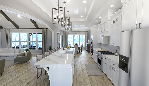 The Spacious Island Kitchen of a One-Story French Country Home