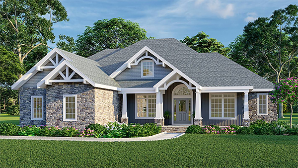 A 3- or 4-Bedroom Craftsman Ranch with Great Style and a 2x6 Exterior Wall Option