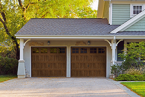 A Recessed Panel Garage Door with a Wood-Look Paint Finish