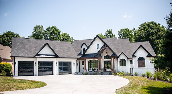 A Luxury Modern Farmhouse with Plenty of Windows and a Walkout Basement