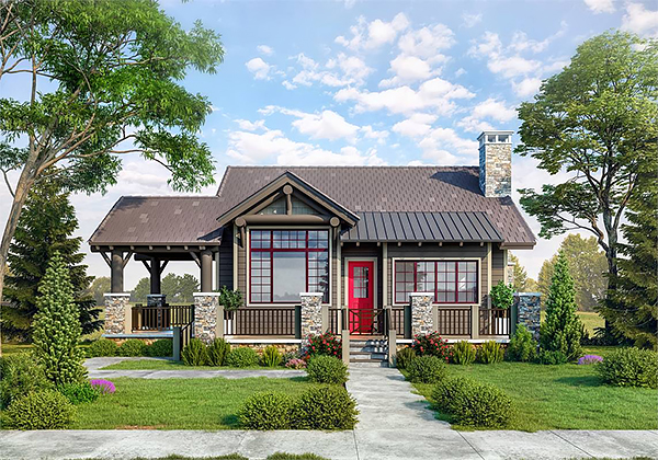 A Small, Inverted Mountain Home with 4 Bedrooms, 3 Baths, and Rustic Craftsman Style