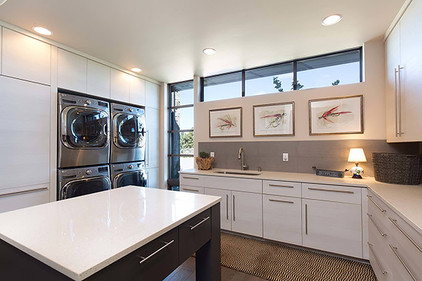 The Huge Laundry Room in a Dramatic Contemporary Ranch with Luxury Appeal