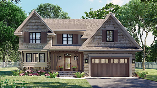 A Shingled Craftsman with Four Split Bedrooms, a Den, Loft Space, and Two Laundry Rooms